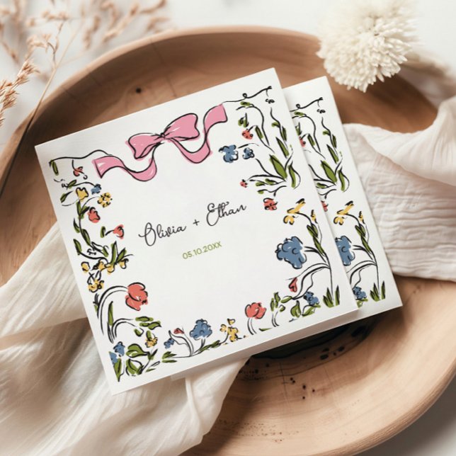 Serviette En Papier Mariage à mâchoires florales tiré à la main (Créateur téléchargé)