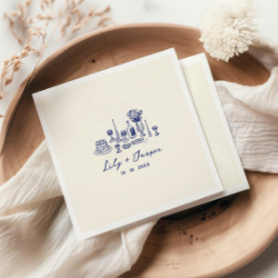 Serviette En Papier Mariage à main bleue