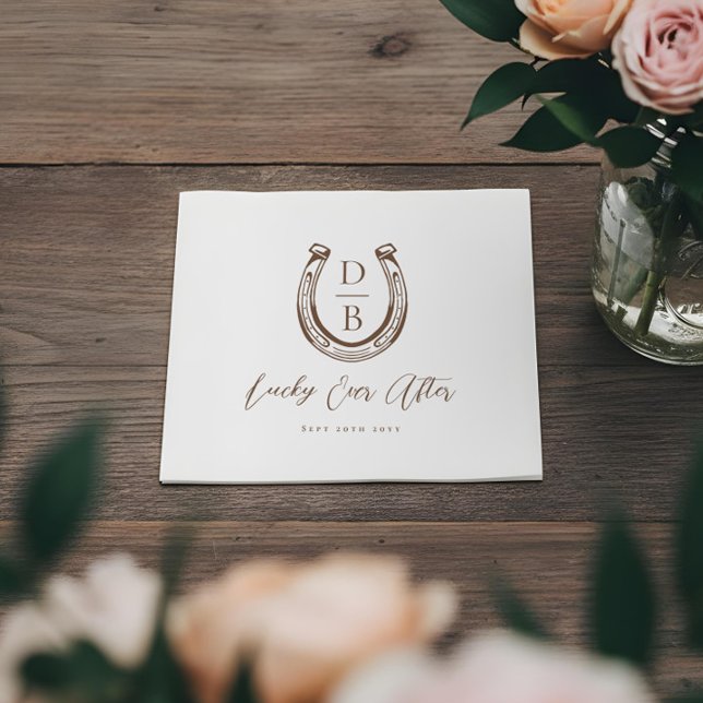 Serviette En Papier Mariage à Monogramme de Fer à Cheval Classeux Luck (Lucky Ever After Classy Horseshoe Monogram Wedding Napkins)