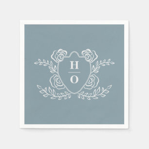 Serviette En Papier Mariage à monogramme floral blason vintage