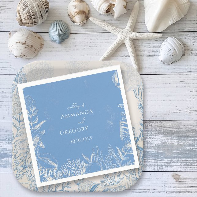 Serviette En Papier Mariage à thème Blue Toile Ocean (Créateur téléchargé)