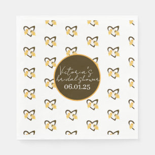 Serviette En Papier Mariage abeille et cœur jaune marron 