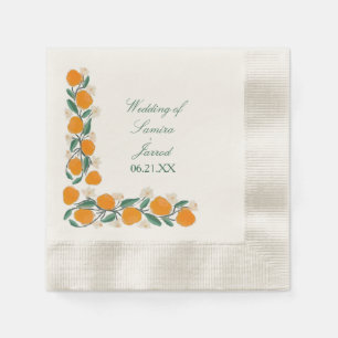 Serviette En Papier Mariage Abstrait botanique orange dessiné à la mai