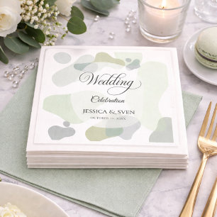 Serviette En Papier Mariage Abstrait Géométrique de Verdure Biologique