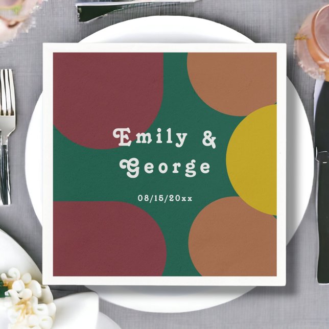 Serviette En Papier Mariage Abstrait moderne Super rétro 70 (Créateur téléchargé)