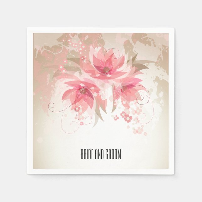 Serviette En Papier Mariage Abstrait rose (Devant)