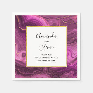 Serviette En Papier Mariage Abstrait Royal Purple Et Gold Agate