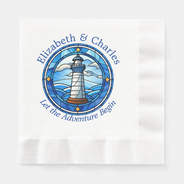 Serviette En Papier Mariage Adventure Phare Voile Nautique (Devant)