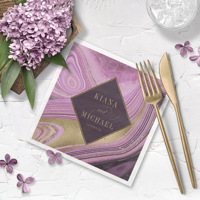 Serviette En Papier Mariage Agate Abstrait Mauve v2 ID827 (Créateur téléchargé)
