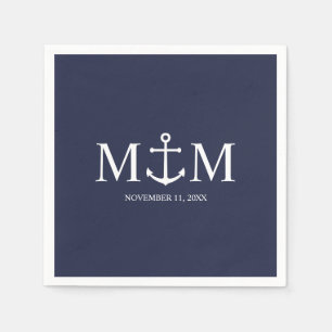 Serviette En Papier Mariage Ancre bleu marine