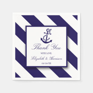 Serviette En Papier Mariage Ancre bleu marine