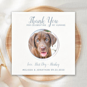 Serviette En Papier Mariage animal moderne Dusty Blue Dog Photo Merci
