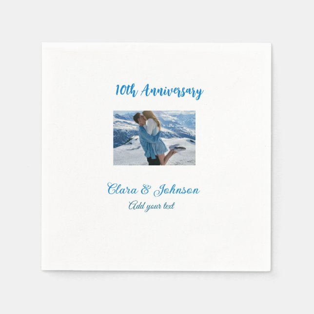 Serviette En Papier Mariage Anniversaire ajouter nom année image texte (Devant)