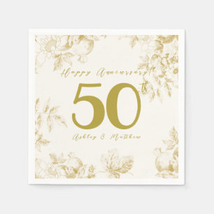 Serviette En Papier Mariage Anniversaire or vintage script personnalis