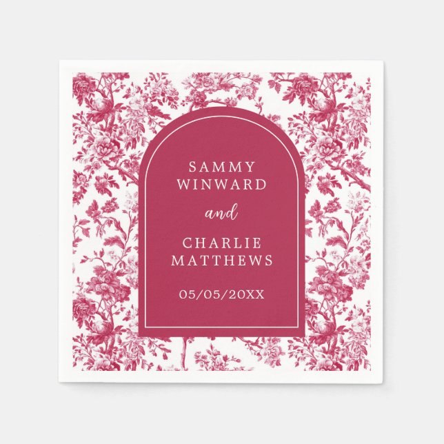 Serviette En Papier Mariage Antique Rose Chinoiserie (Devant)