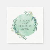 Mariage aqua monogramme de guirlande d'eucaliptus 