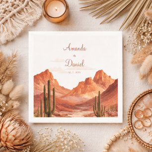 Serviette En Papier Mariage aquarelle boho désert montagne Sud-Ouest