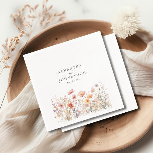 Serviette En Papier Mariage Aquarelle Fleur de Pêcher Sauvage