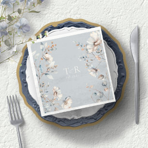 Serviette En Papier Mariage Aquarelle Fleur sauvage Delicate Blue ID11