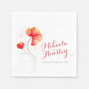 Serviette En Papier Mariage aquarelle fleur sauvage papier orange serv