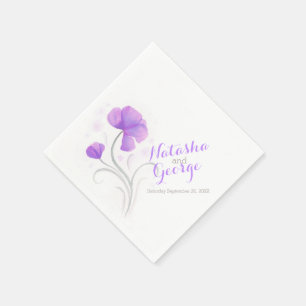 Serviette En Papier Mariage aquarelle fleur sauvage papier violet serv