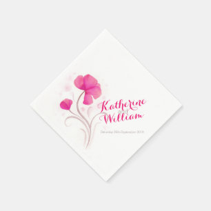 Serviette En Papier Mariage aquarelle fleur sauvage rose rouge serviet