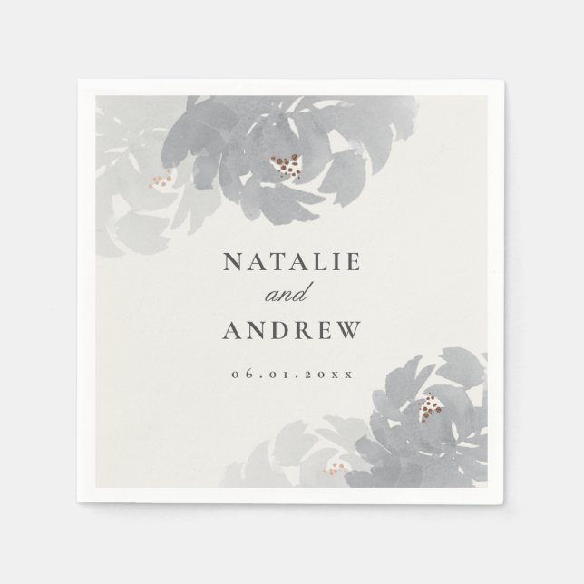Serviette En Papier Mariage Aquarelle Fleurs de Fleur (Devant)