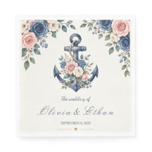 Mariage aquarelle florale et ancre nautique