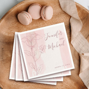 Serviette En Papier Mariage aquarelle rose poussiéreux