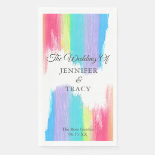Serviette En Papier Mariage Arc-en-Ciel Élégant Personnalisé