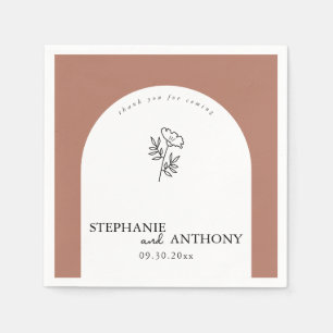 Serviette En Papier Mariage Arc Fleur sauvage en terre cuite botanique