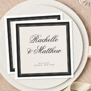 Serviette En Papier Mariage Argent Ancien Élégant