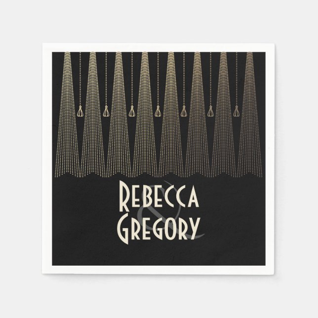 Serviette En Papier Mariage Art déco (Devant)