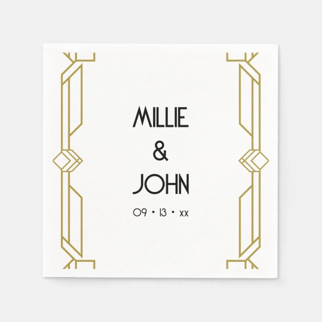Serviette En Papier Mariage Art déco (Devant)