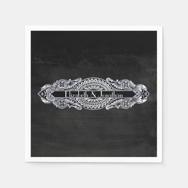 Serviette En Papier Mariage Art nouveau vintage (Devant)