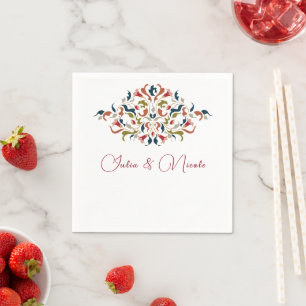 Serviette En Papier Mariage Artistique Botanique Floral Paisley Luxueu