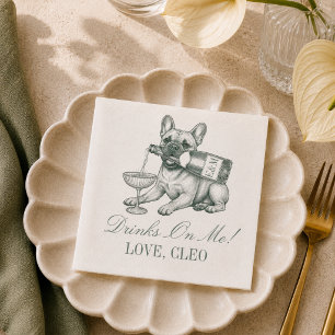Serviette En Papier Mariage au Champagne avec un Bouledogue Français V