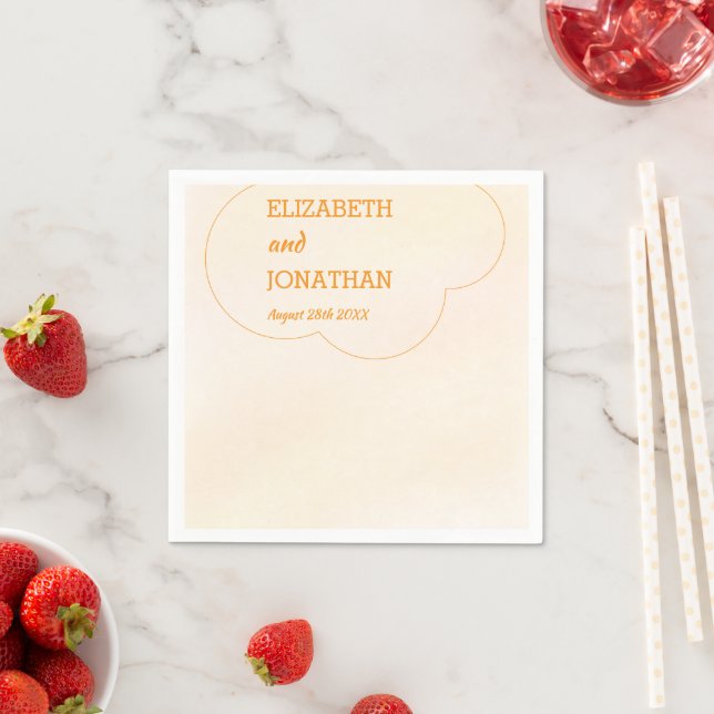 Serviette En Papier Mariage au coucher de soleil orange (En situation)