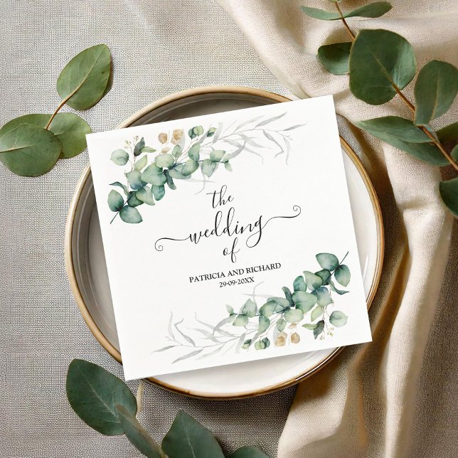 Serviette En Papier Mariage au eucalyptus verdoyant (Créateur téléchargé)