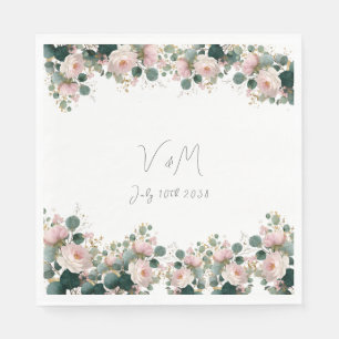 Serviette En Papier Mariage au jardin de roses roses eucalyptus