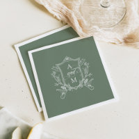 Mariage au motif de crête vintage vert sauge