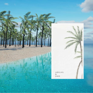 Serviette En Papier Mariage au palmier sur fond blanc