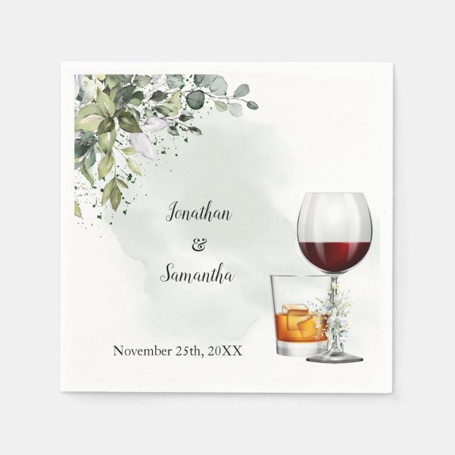 Serviette En Papier Mariage au vin d'eucalyptus et au bourbon (Devant)