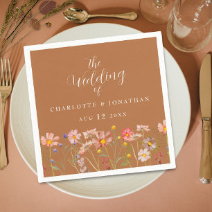 Serviette En Papier Mariage Automnal Bohème Rustique Floral