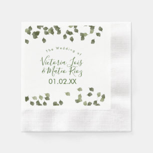 Serviette En Papier Mariage automnal de verdure de feuille d'aquarelle