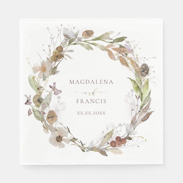 Serviette En Papier mariage automne fleur sauvage serviettes (Devant)