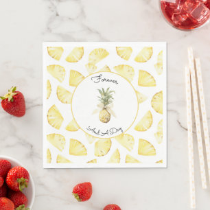 Serviette En Papier Mariage aux Ananas Jaunes Tropicaux
