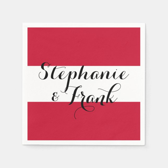 Serviette En Papier Mariage aux couleurs du drapeau autrichien (Devant)