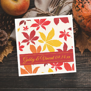 Serviette En Papier Mariage aux Feuilles d'Automne Lumineuses