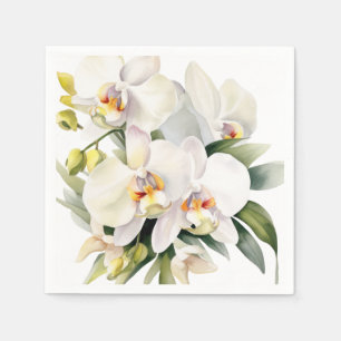 Serviette En Papier Mariage aux Orchidées Blanches